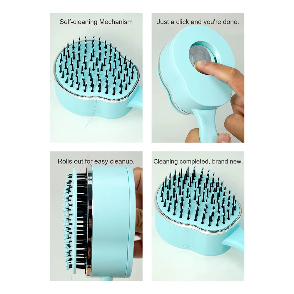 Self Cleaning Hair Brush Head Massage Retractable Bristle Hairbrush One-Button Operation Scalp Massaging Comb Styling Hair Tools